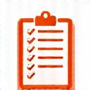 Icon representing administrative and office support, such as a clipboard and pen.