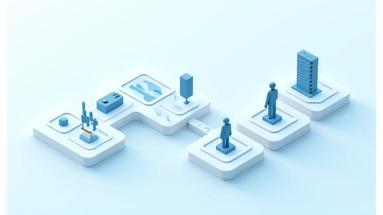 Graphic representation of a multi-stage screening process with icons for skills, behavioral, and technical assessments.